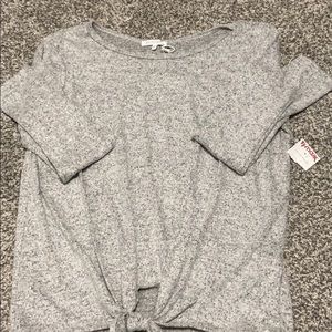 Cozy long sleeve, tie front top